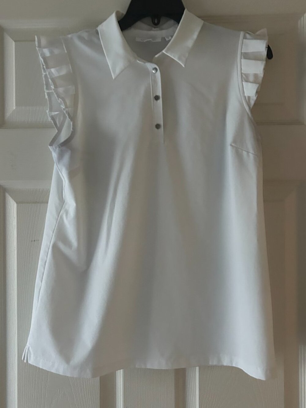 Chico's Zenergy UPF Ruffle Sleeveless Polo Top Activewear Athleisure Size 6 - Picture 7 of 12